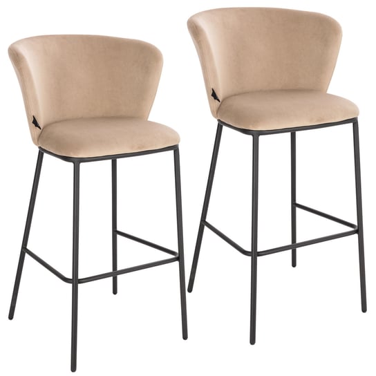 SVITA KATE Zestaw 2 stołków barowych z oparciem i podnóżkiem Krzesło obrotowe Stołek kuchenny Velvet Taupe SVITA