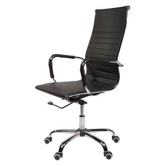 SVITA Krzesło biurowe Elegance Faux Leather Krzesło obrotowe Podłokietniki Regulacja wysokości Czarny SVITA