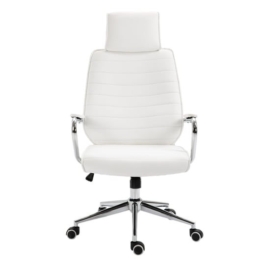 SVITA Krzesło biurowe z zagłówkiem Krzesło wykonawcze Krzesło biurowe Krzesło obrotowe Biały SVITA