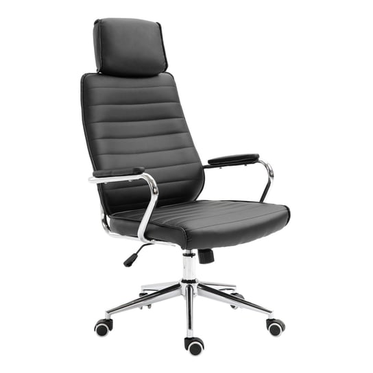 SVITA Krzesło biurowe z zagłówkiem Krzesło wykonawcze Krzesło biurowe Krzesło obrotowe Czarny SVITA