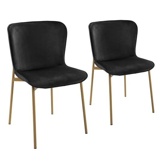 SVITA MARY Zestaw 2 krzeseł do jadalni Krzesło tapicerowane bez podłokietników Krzesło kuchenne czarny/złoty SVITA