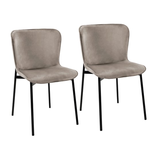 SVITA MARY Zestaw 2 krzeseł do jadalni Krzesło tapicerowane bez podłokietników Krzesło kuchenne Krzesło do salonu Jasnoszary/czarny SVITA