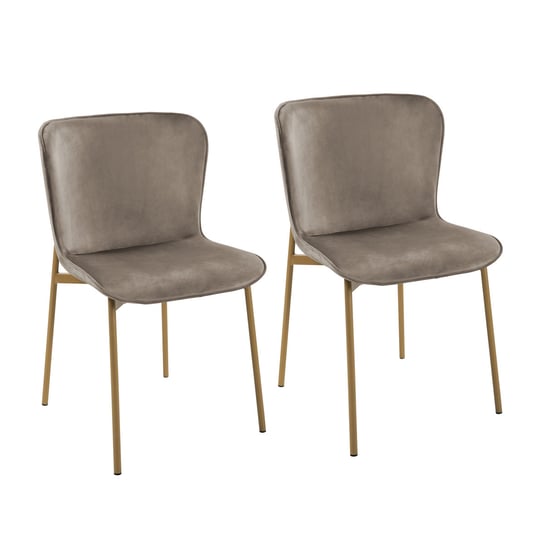 SVITA MARY Zestaw 2 krzeseł do jadalni Krzesło tapicerowane bez podłokietników Krzesło kuchenne Krzesło do salonu Taupe/Gold SVITA