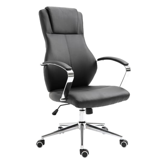 SVITA MELLOW Fotel biurowy ze sztucznej skóry Krzesło obrotowe Podłokietniki Regulacja wysokości Czarny SVITA
