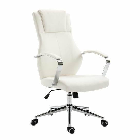 SVITA MELLOW krzesło biurowe białe skórzane krzesło obrotowe podłokietniki regulacja wysokości SVITA