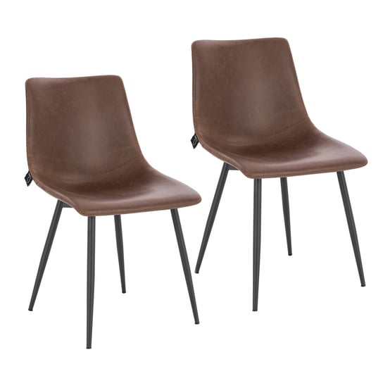 SVITA MILES Zestaw 2 krzeseł do jadalni Metalowe nogi Krzesła kuchenne Sztuczna skóra Brązowy SVITA