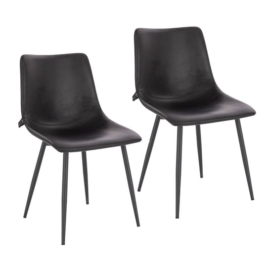 SVITA MILES Zestaw 2 krzeseł do jadalni Metalowe nogi Krzesła kuchenne Sztuczna skóra Czarny SVITA