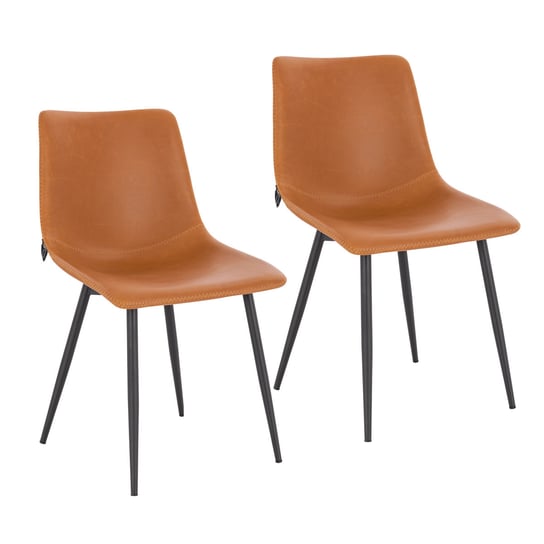 SVITA MILES Zestaw 2 krzeseł do jadalni Metalowe nogi Krzesła kuchenne Sztuczna skóra Koniak SVITA