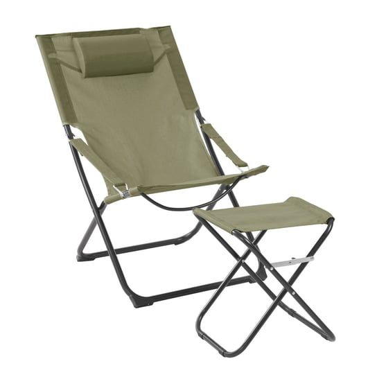 SVITA TOMRA Krzesło tarasowe ze stołkiem Składane krzesło plażowe Krzesło kempingowe Poduszka Zielona SVITA