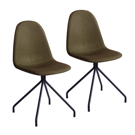 SVITA Zestaw 2 krzeseł do jadalni Metalowe nogi Krzesło tapicerowane Poliester Oliwkowy SVITA