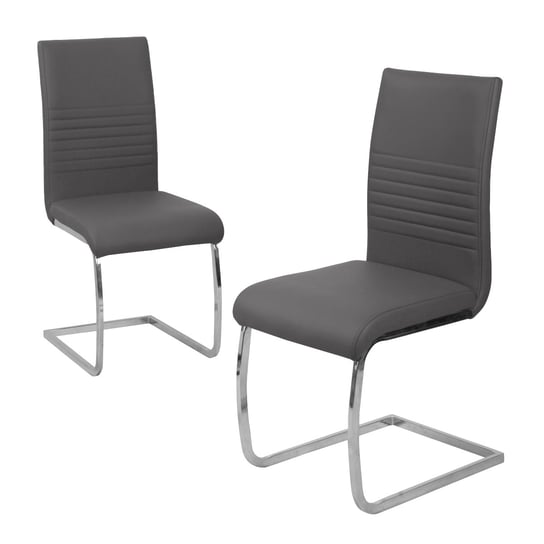 SVITA Zestaw 2 krzeseł do jadalni Tapicerowane krzesła obrotowe Krzesła ze sztucznej skóry Szary SVITA