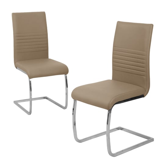 SVITA Zestaw 2 krzeseł do jadalni Tapicerowane krzesło obrotowe Krzesła ze sztucznej skóry Taupe SVITA