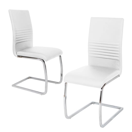 SVITA Zestaw 2 krzeseł do jadalni Tapicerowane krzesło obrotowe Krzesło ze sztucznej skóry Biały SVITA