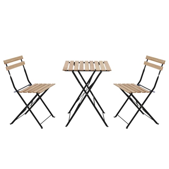 SVITA Zestaw bistro 3-częściowy stół z 2 krzesłami składany balkon czarny metal drewno SVITA