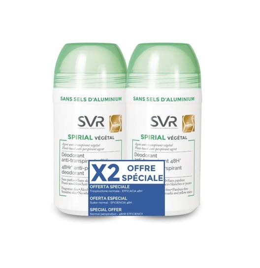 SVR Spirial Vegetal, dezodorant roll-on, bez soli aluminium, duopack, 2 x 50 ml SVR