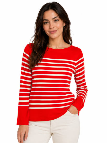 Sweter Czerwony W Paski S Inna marka