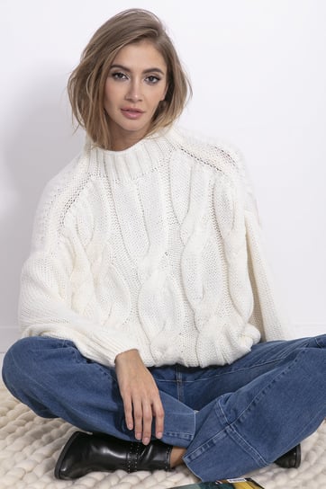Sweter damski oversize, kremowy / Fobya Inna marka