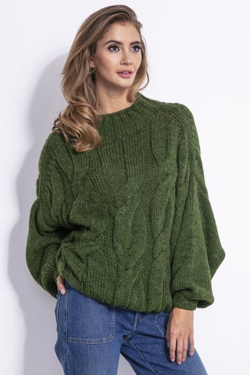 Sweter damski oversize, oliwkowy / Fobya Inna marka