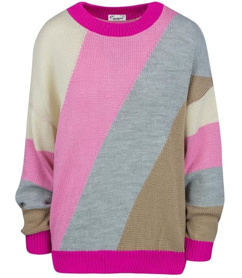 Sweter damski w kolorowe skośne pasy LINDA Agrafka