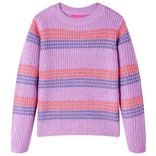 Sweter dziecięcy z dzianiny, w paski, liliowo-różowy, 128 vidaXL