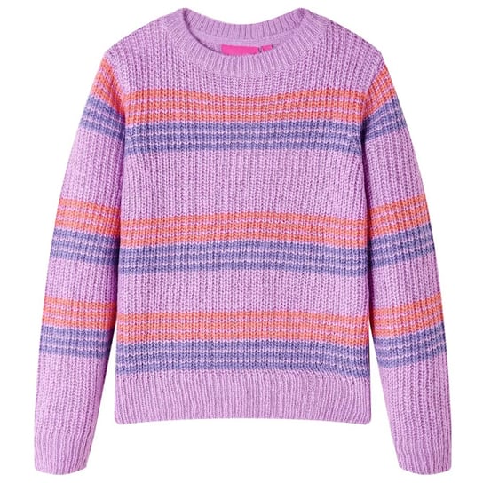 Sweter dziecięcy z dzianiny, w paski, liliowo-różowy, 92 vidaXL