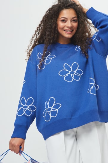 Sweter - Kwiaty Sweter - Kwiaty - Błękit chabrowy Inna marka