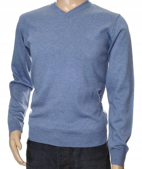 Sweter męski gładki wełniany w szpic z wełny L Inna marka