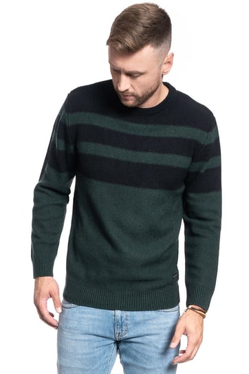 Sweter Męski Lee Striped Wool Mix Dk Bottle Green L83Llnbb-Xl LEE