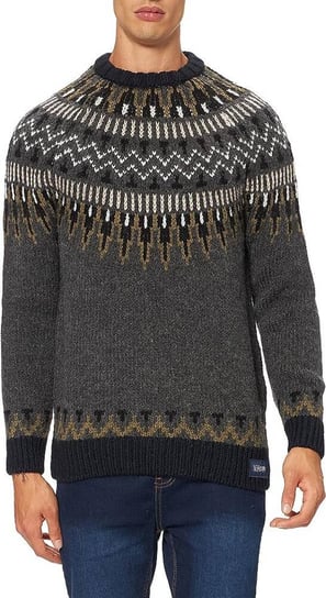 Sweter męski SuperDry Jacquard Statement wełniany wzór skandynawski-XL Superdry