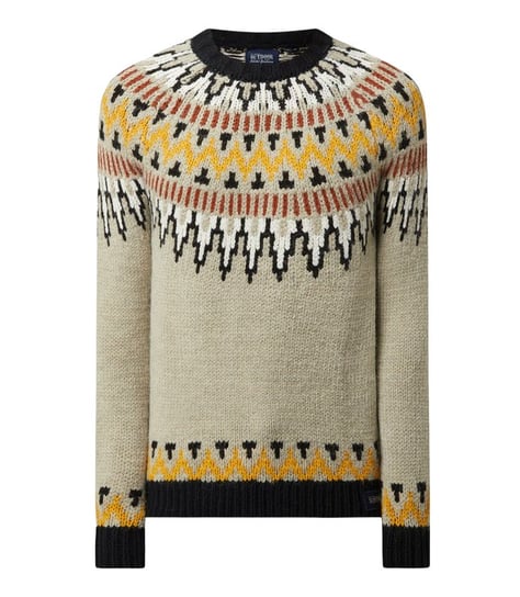 Sweter męski SuperDry Jacquard Statement wełniany wzór skandynawski-XL Superdry