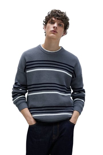 Sweter męski Zara w paski szary -M Zara
