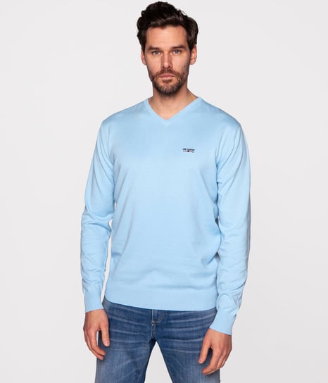 Sweter z bawełny organicznej ADAM ORGANIC SKY BLUE-L Lee Cooper