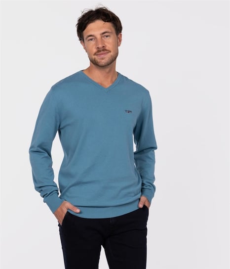 Sweter z bawełny organicznej ADAM ORGANIC STORM BLUE-L Lee Cooper