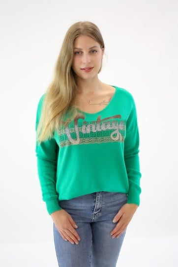 Sweter z brokatową aplikacją Vini Zielony S/M Nelino