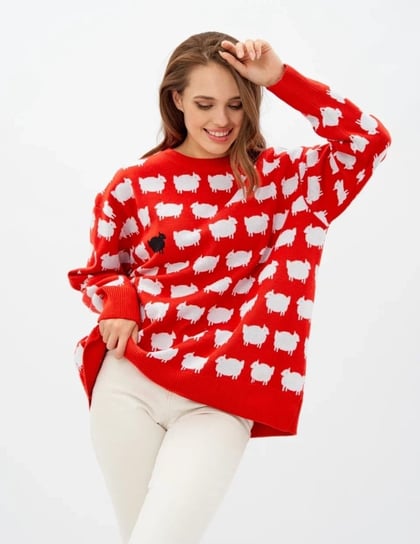 Sweter z owieczkami Sweter z barankami - czerwony Inna marka