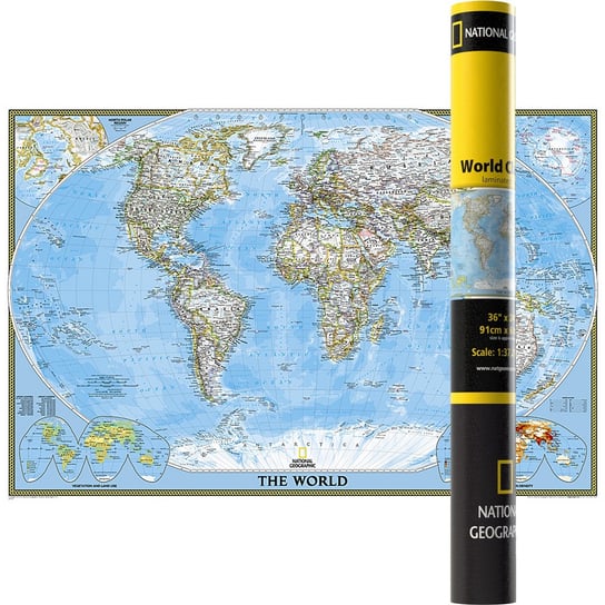 Świat Classic mapa ścienna polityczna arkusz laminowany w tubie, 1:37 213 000, National Geographic National geographic