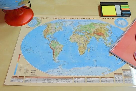 Świat mapa dwustonna fizyczno-polityczna. Podkładka na biurko Opracowanie zbiorowe
