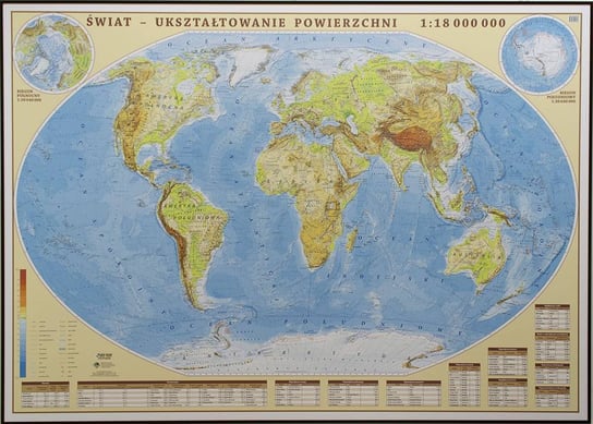 Świat mapa ścienna fizyczna na podkładzie do wpinania - pinboard, 1:18 000 000, EkoGraf Eko Graf