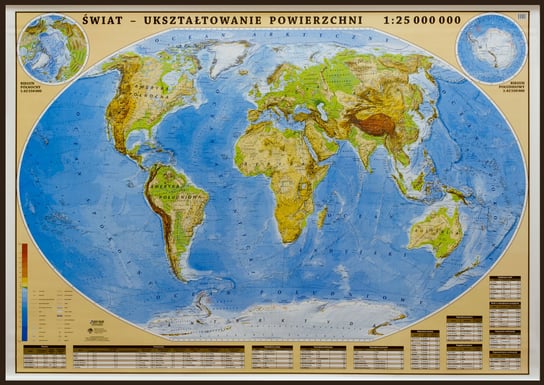 Świat mapa ścienna fizyczna na podkładzie do wpinania - pinboard, 1:25 000 000, EkoGraf Eko Graf