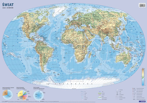Świat. Mapa ścienna, fizyczno-polityczna, 1:60 000 000 Opracowanie zbiorowe