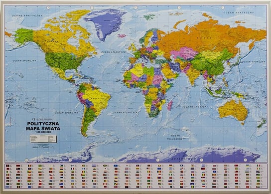 Świat. Mapa ścienna polityczna na podkładzie do wpinania pinboard, 1:30 000 000, Global Mapping Opracowanie zbiorowe