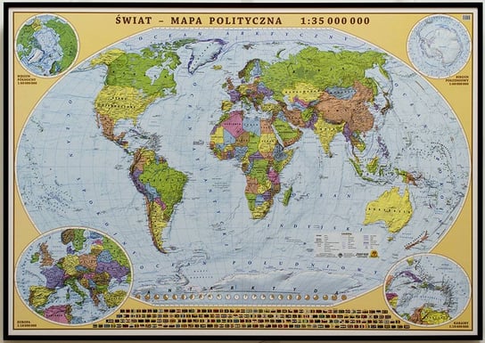 Świat mapa ścienna polityczna na podkładzie do wpinania - pinboard, 1:35 000 000, EkoGraf Eko Graf