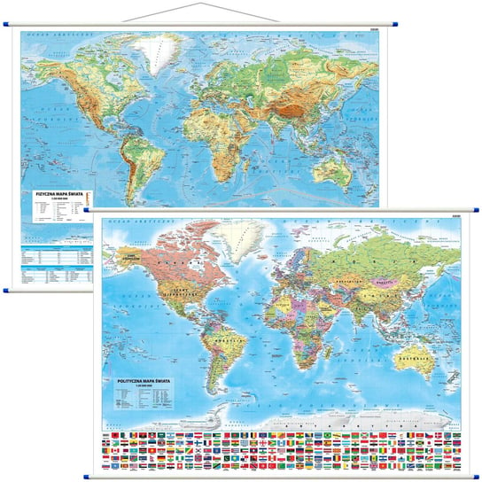 Świat mapa ścienna polityczno - fizyczna dwustronna,  1:30 000 000 Opracowanie zbiorowe