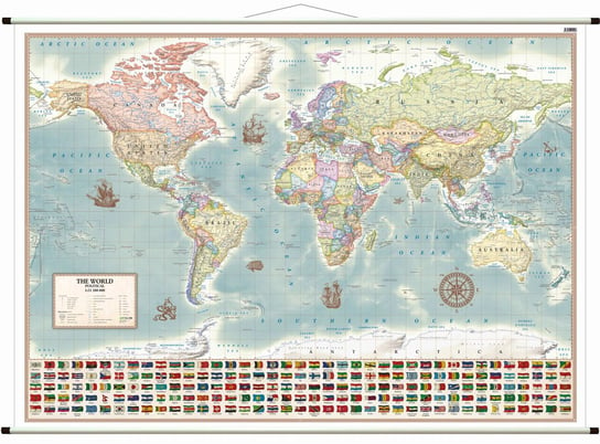 Świat polityczny - stylizowana mapa ścienna wersja angielska, 1:21 200 000 Opracowanie zbiorowe