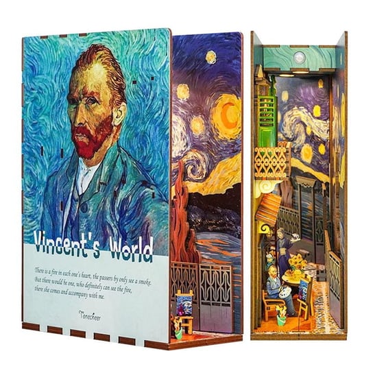 Świat Vincenta HABARRI Tonecheer Book Nook domek między książki drewniany składany książka van Gogh HABARRI