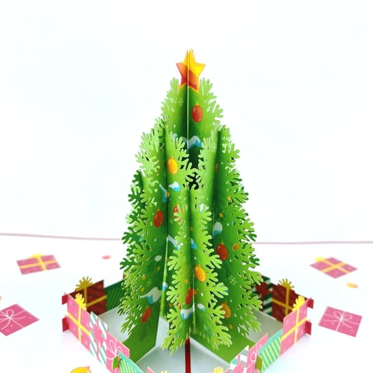 Świąteczna Choinka, Bożonarodzeniowa Kartka 3d GrandGift