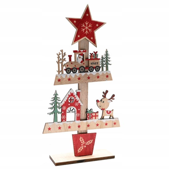Świąteczna Choinka Dekoracja Drewniana Figurka Prezent Boże Narodzenie 25Cm Midex