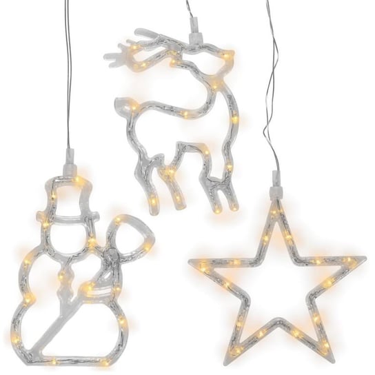 Świąteczna dekoracja na okno- gwiazda, bałwan, renifer, LED Nexos