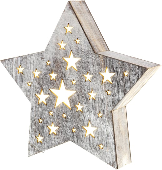 Świąteczna gwiazda - dekoracja drewniana z gwiezdnymi otworami FAST