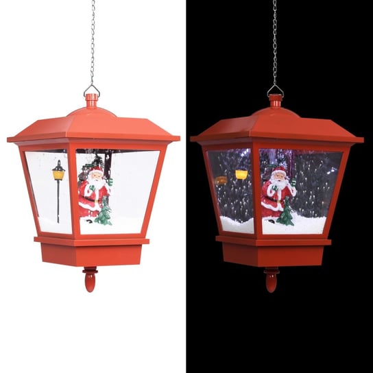 Świąteczna lampa wisząca LED z Mikołajem, czerwona, 27x27x45 cm vidaXL